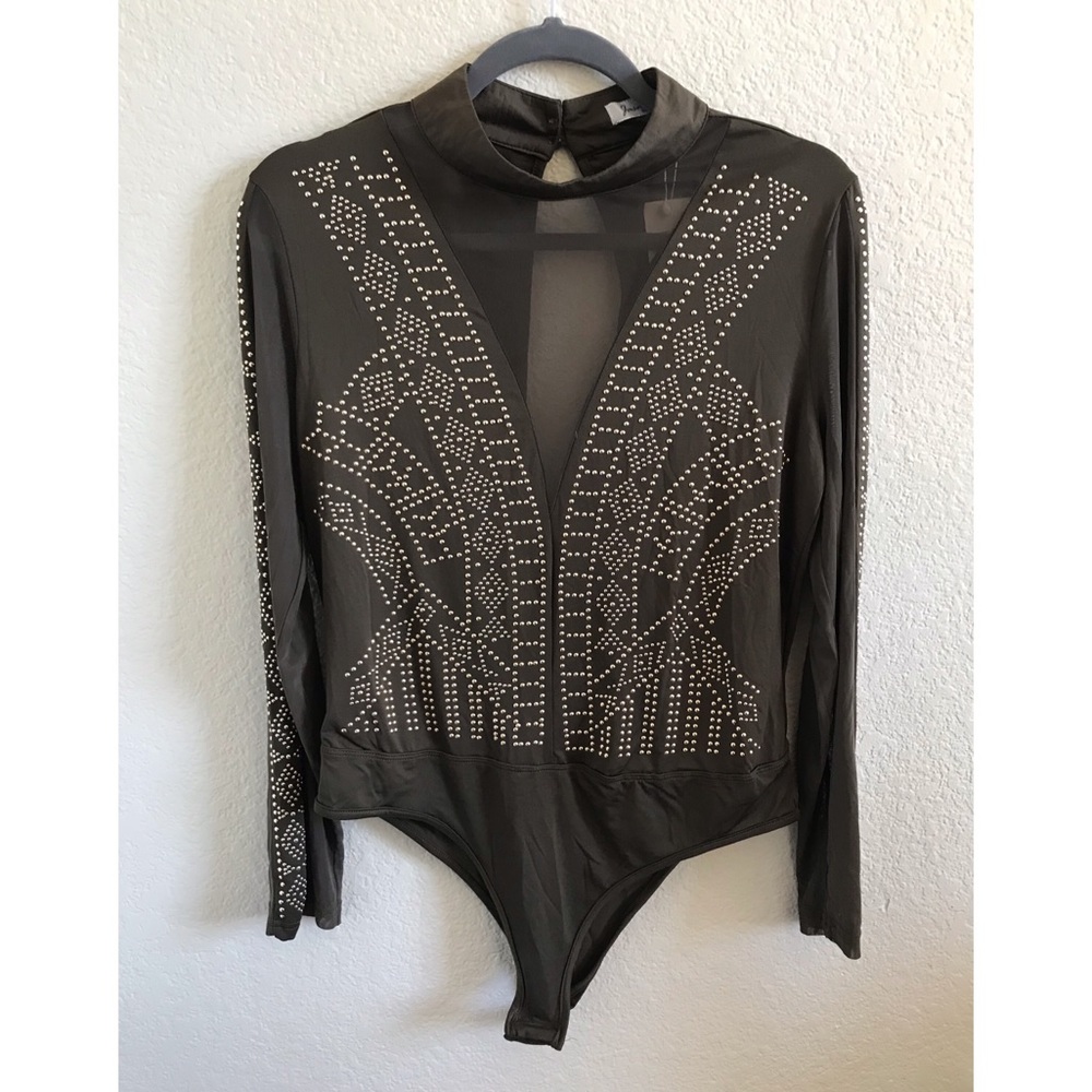Olive embellished bodysuit
